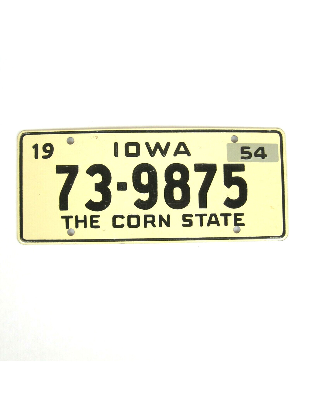 Vintage 1954 Wheaties Cereal Iowa Metal Bicycle License Plate 73-9875 Corn State